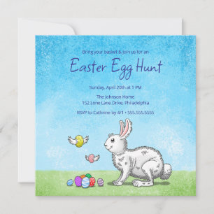 Invitation Chasse aux oeufs du lapin de Pâques