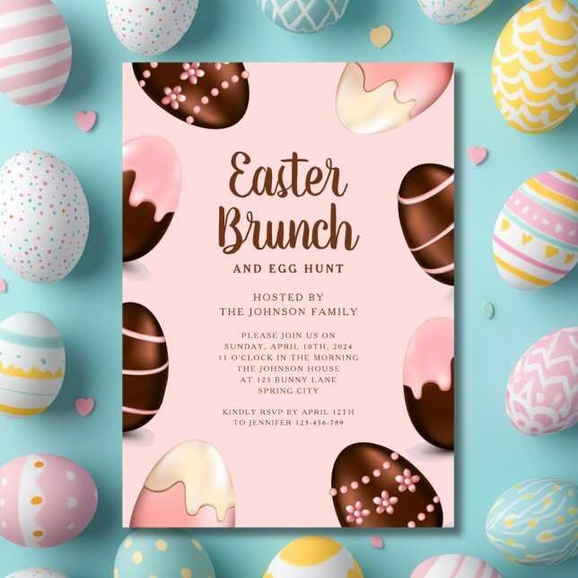Invitation Chasse Aux Oeufs Et Brunch De Pâques (Cute Egg Hunt And Easter Brunch Invitation)