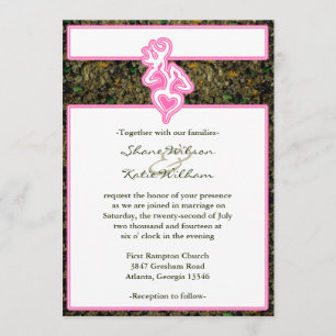 Invitation Chasse Camo rose personnalisé Plan Couleur Invitat