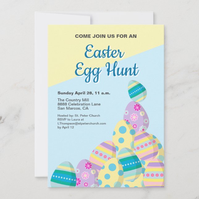 Invitation Chasse personnalisée aux oeufs de Pâques printemps (Devant)