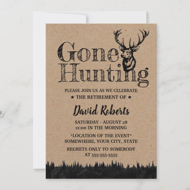Invitation Chasse Rustic Kraft Parti de retraite (Devant)