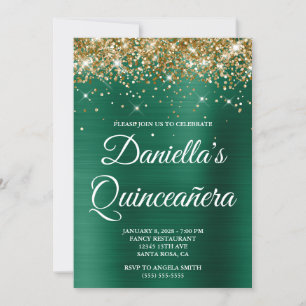 Invitation Chasseur de paillettes d'or Vert Paillettes de Qui