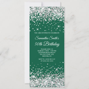 Invitation Chasseur de Parties scintillant d'argent Green 50e