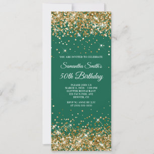 Invitation Chasseur de Parties scintillant d'or Vert 50e anni