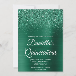 Invitation Chasseur Vert Pailleté Quinceañera en Feuille de P