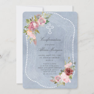 Invitation Châssis rustique Bourgogne rose rose Confirmation