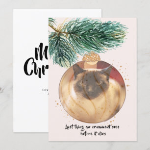 Invitation Chat amusant Noël Dernière chose Bauble Sees Card