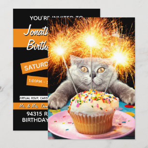 Invitation Chat Avec Cupcake Sparkler