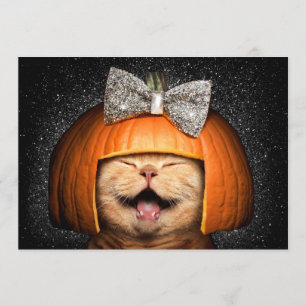 Invitation Chat avec des cheveux de citrouille