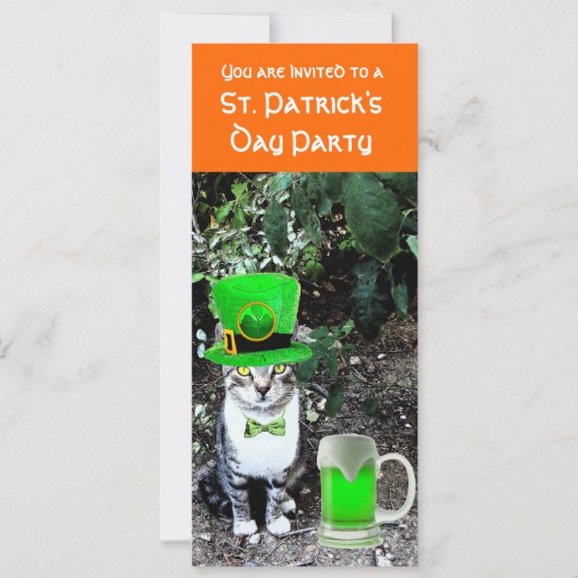 INVITATION CHAT AVEC LA BIÈRE IRLANDAISE VERTE ST PATRICK'S D (Devant)