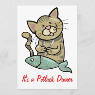 Invitation Chat avec le dîner Potluck de fruits de mer