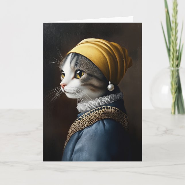 Invitation Chat avec oreille perle (Devant)