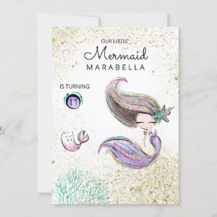 Invitation *~* Chat-chaton Mermaid Parties scintillant aurifè