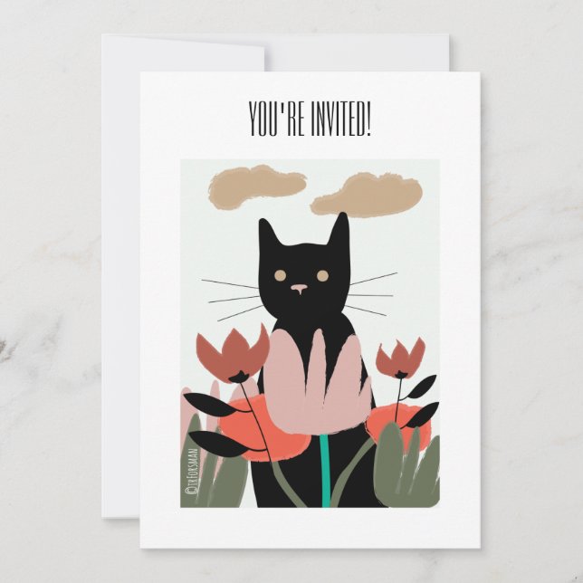 Invitation Chat dans l'invitation/carte de jardin (Devant)