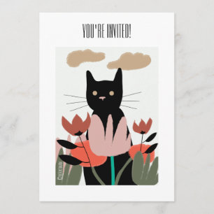 Invitation Chat dans l'invitation/carte de jardin