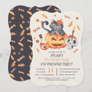 Invitation Chat dans un Halloween Citrouille fête d'anniversa