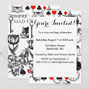 Invitation Chat de Cheshire classique alice au pays des merve