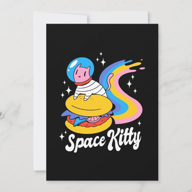 Invitation Chat de l'espace astronaute (Devant)