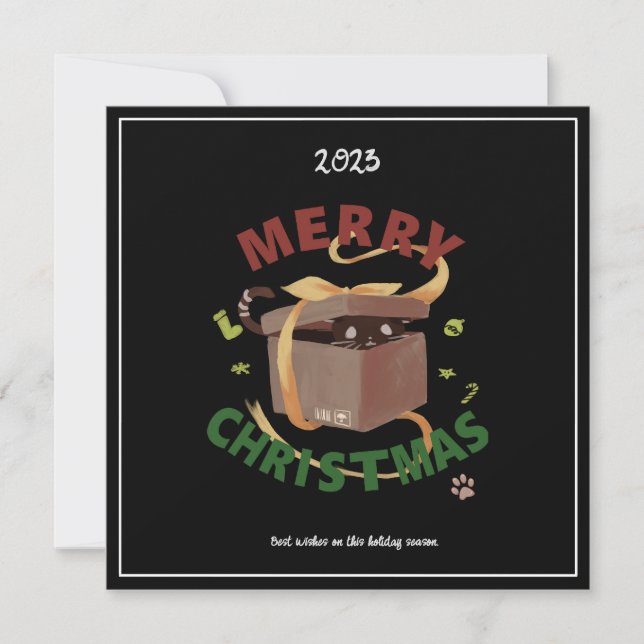 Invitation Chat De Noël À Carton (Devant)