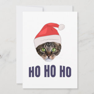 Invitation Chat de Noël avec chapeau de Santa, Ho Ho ho