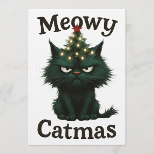 Invitation Chat de Noël Meowy humeur maussade