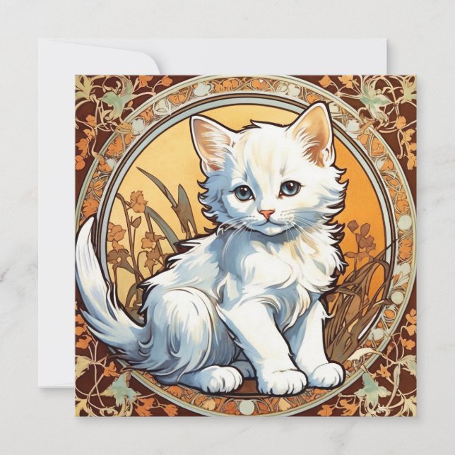 Invitation Chat de style Alphonse Mucha (Devant)