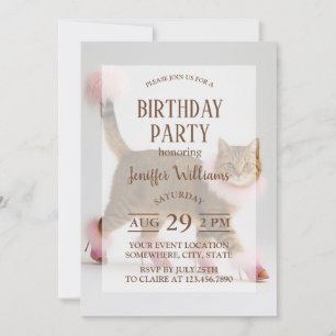 Invitation Chat de Style en Talons Roses et Glamour Douillet