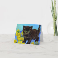 Chat de style Van Gogh avec tournesols