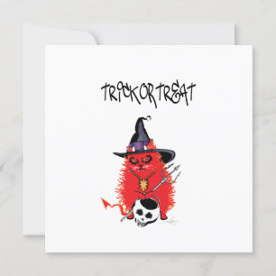 Invitation Chat diabolique méchant Kitty Trick or Treat