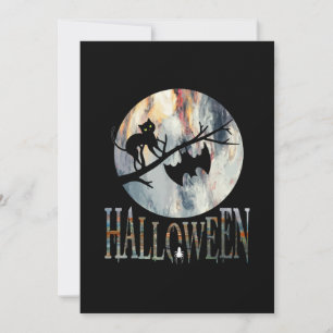 Invitation Chat drôle d'Halloween Anniversaire d'Halloween