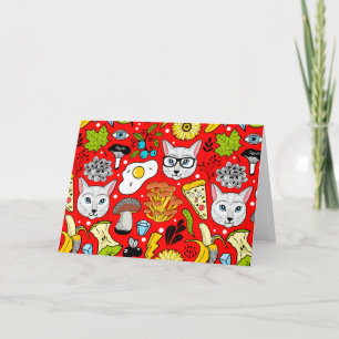 Invitation Chat et oeuf sur le rouge