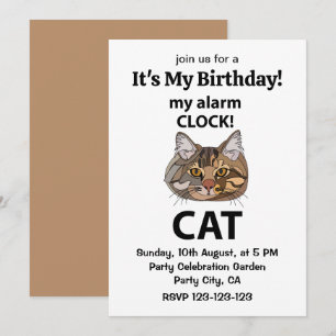 Invitation Chat Face Mon Alarme Horloge Tabby Chat Anniversai