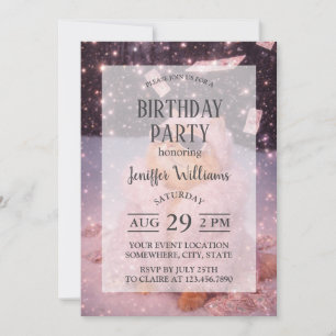 Invitation Chat Glam Money en manteau de fourrure rose et lun