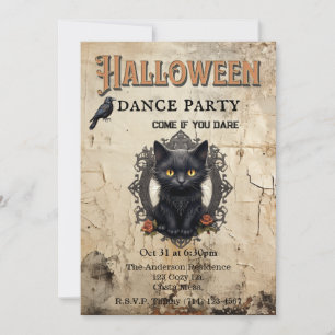 Invitation Chat gothique dans Mirror Halloween Dance Party
