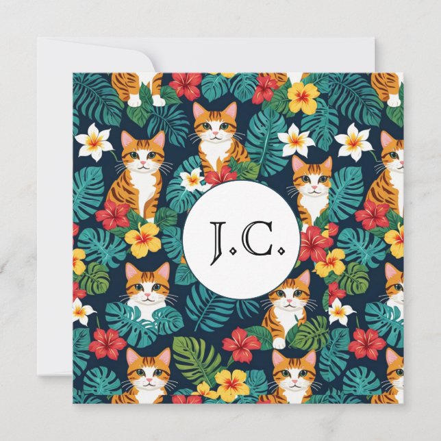 Invitation Chat Hawaiian style chemise motif gingembre tropic (Devant)