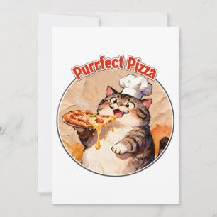 Invitation Chat heureux chef avec pizza