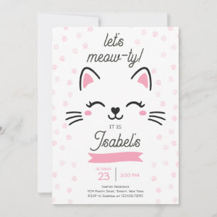 Invitation Chat Kitty Rose Anniversaire