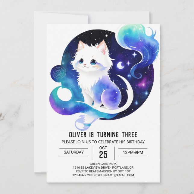 Invitation Chat moderne Printable Anniversaire (Devant)