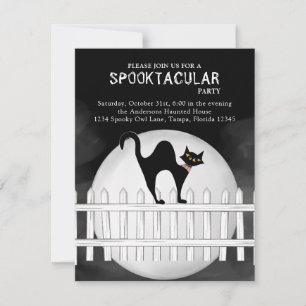 Invitation Chat noir Éffrayant Halloween Spooktacular