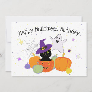 Invitation Chat noir et Citrouille d'Halloween