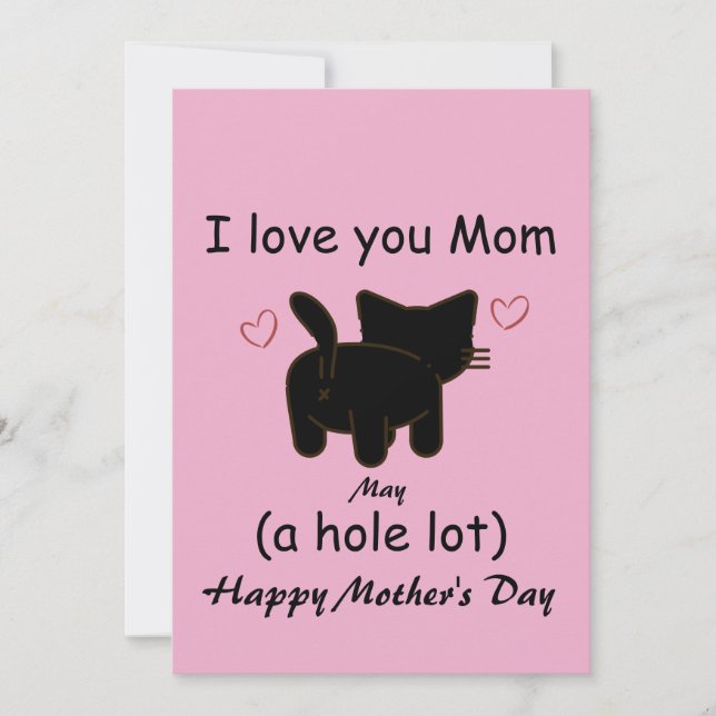 Invitation Chat noir Je t'aime maman beaucoup  (Devant)