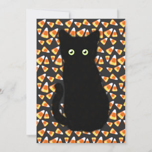 Invitation Chat noir, motif de maïs, Halloween amusant