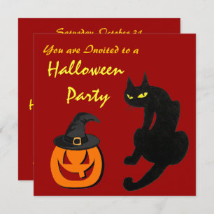 INVITATION CHAT NOIR NINJA HALLOWEEN PARTY