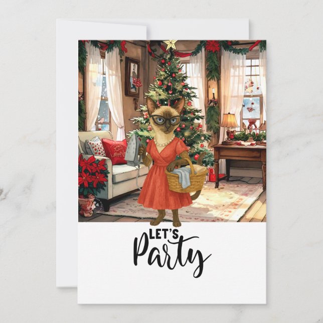 Invitation Chat siamois Fête de Noël Fête de Noël (Devant)