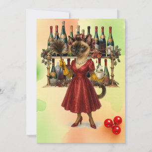 Invitation Chat siamois Fête de Noël Fête de Noël