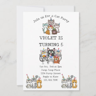 Invitation Chat Tastic Kitty Chat Anniversaire Fête Avec Huil