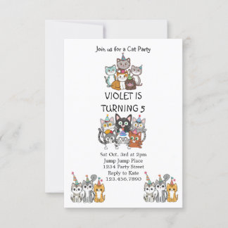 Invitation Chat Tastic Kitty Chat Anniversaire Fête Avec Huil