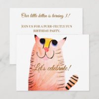 Chat Tigre Orange Dessiné à la Main Anniversaire E