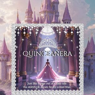 Invitation Château d'anniversaire pour Quinceañera Rose Viole