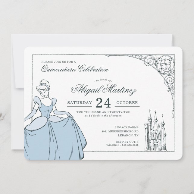 Invitation Château de Cendrillon | Tale de fée Quinceanera (Devant)